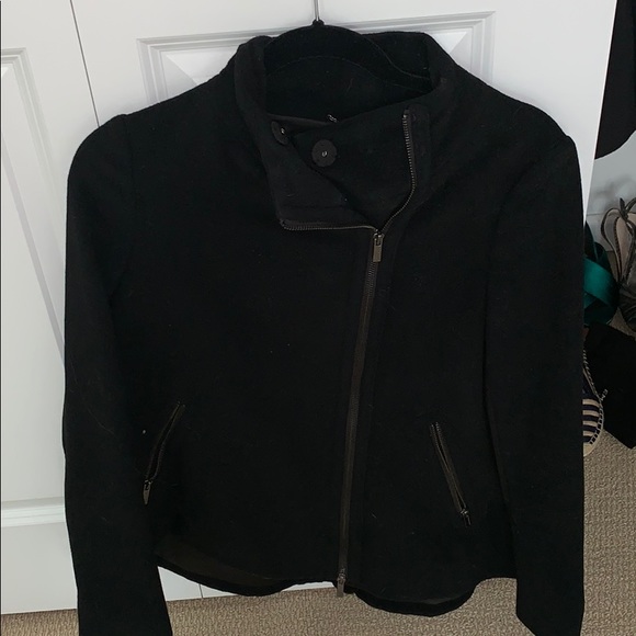 BCBG Black Moto Style Wool Blend Swing Coat/Jacket - Picture 2 of 7